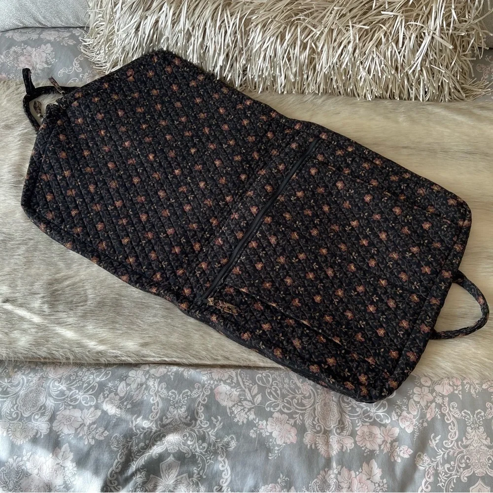 Vintage VERA BRADLEY Black Walnut Garment Bag Brown Orange Floral Leaves 1999